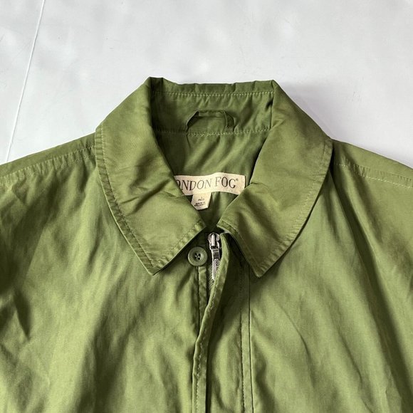 London Fog Green Windbreaker Style Full Zip Jacket Button Overlay Men Size Large - Picture 3 of 16
